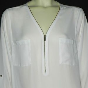 Zac & Rachel Simple White Blouse Semi Sheer